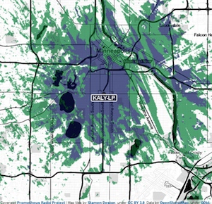 Coverage map of KALY-LP in Minneapolis